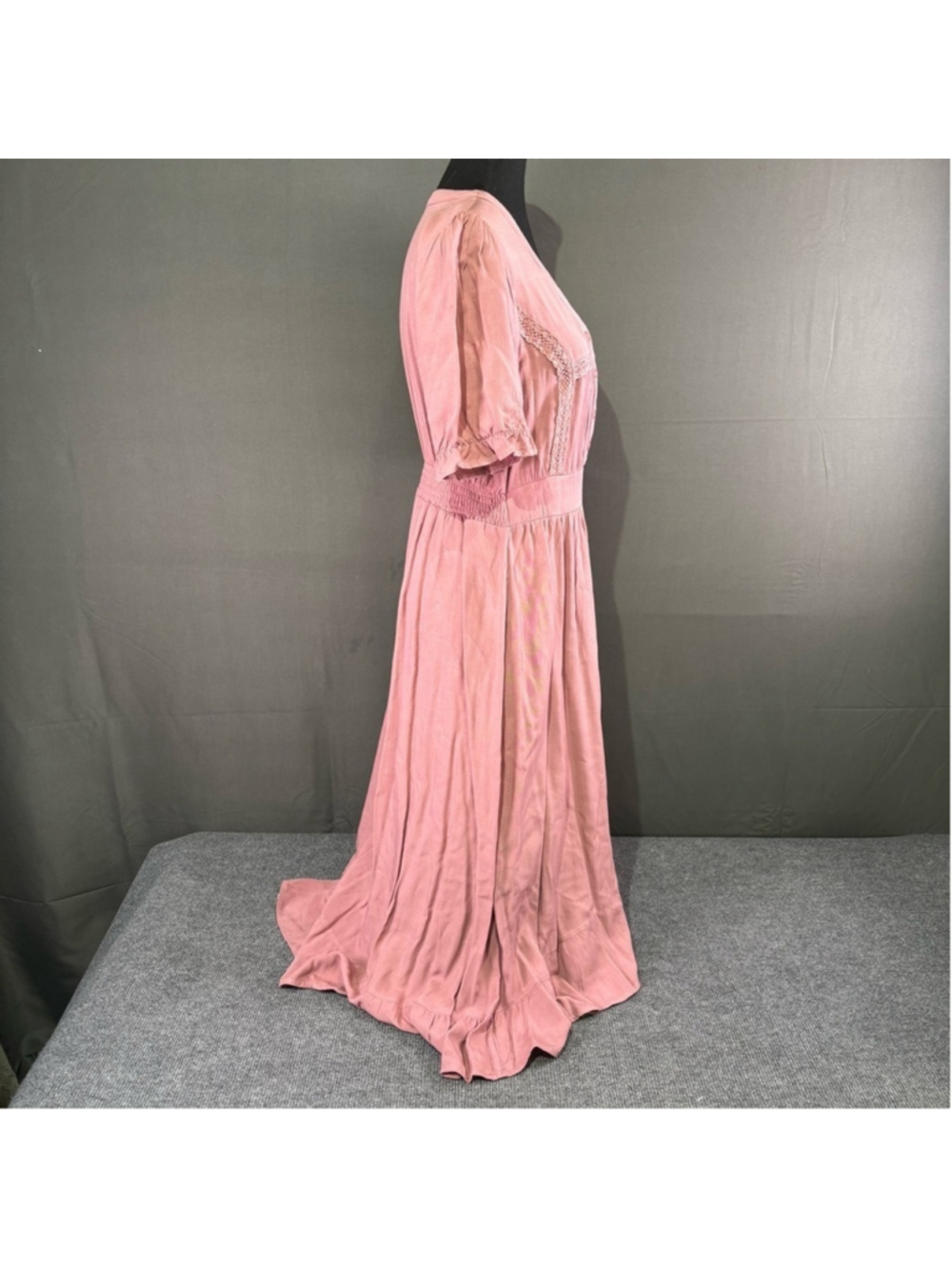 Baltic Born Dress Women's M Maxi Cottagecore Ruffle Romantic Smocked Pink Boho - Picture 5 of 15